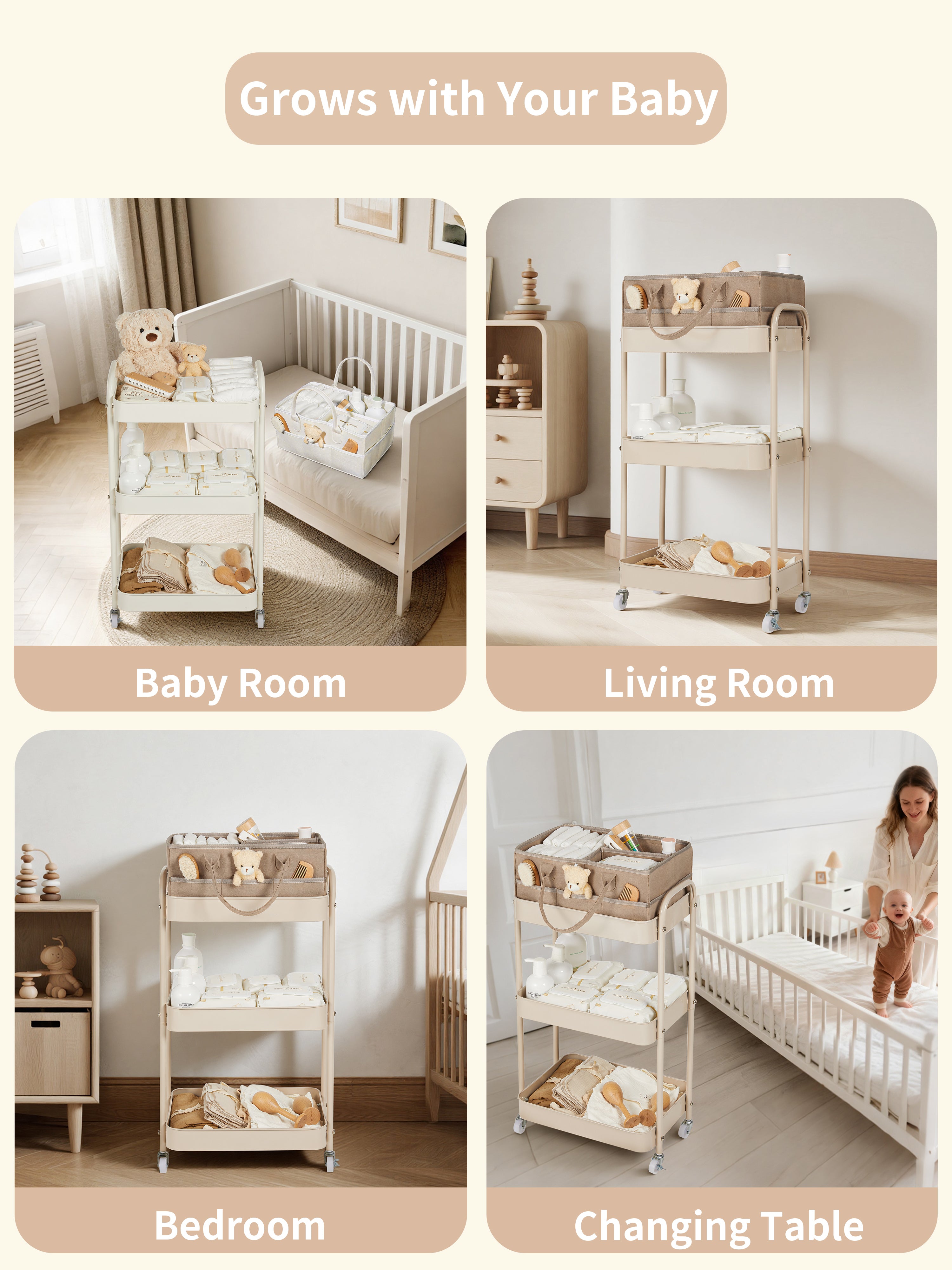 Fortella Baby Diaper Caddy Cart