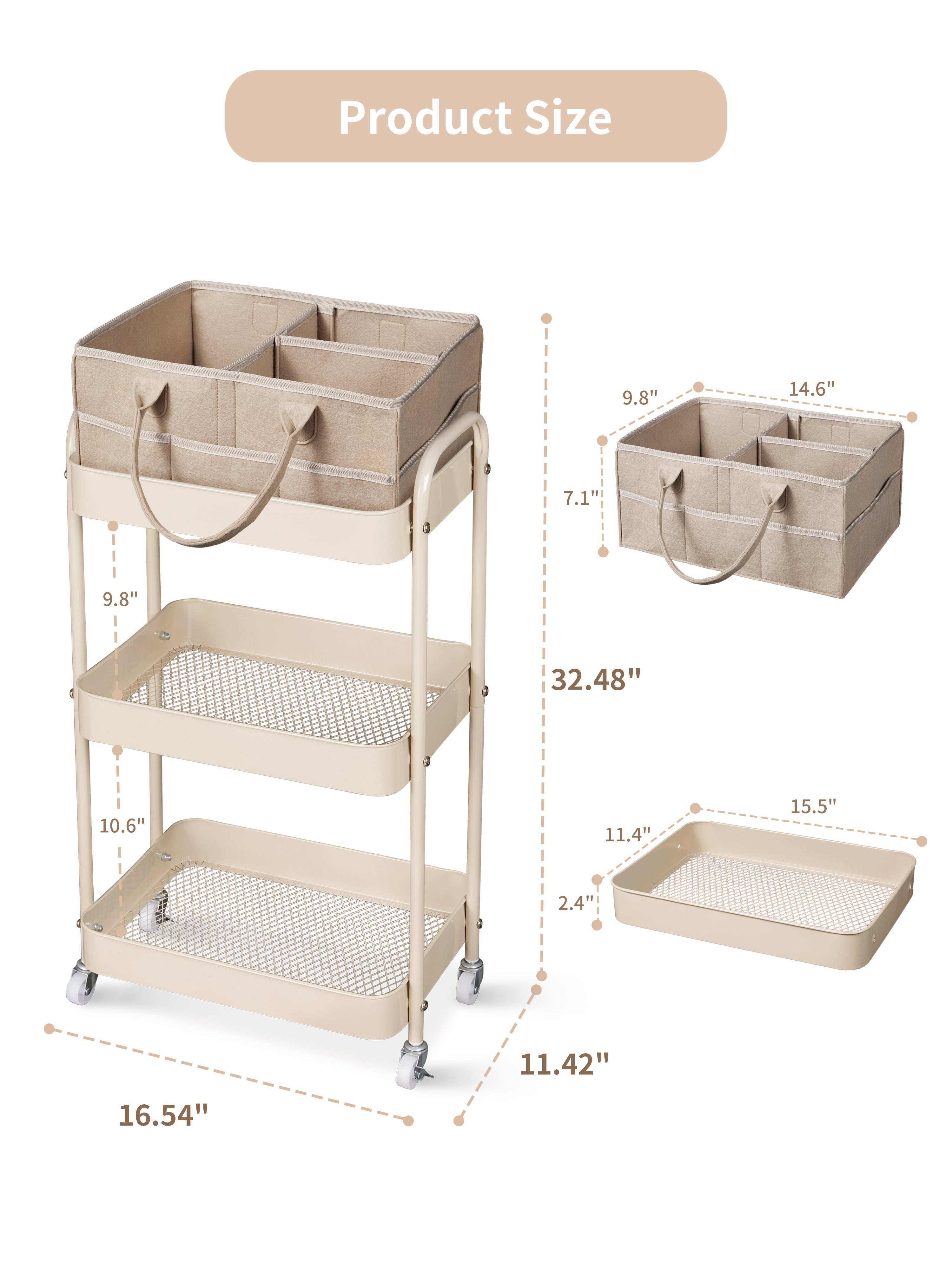 Fortella Baby Diaper Caddy Cart